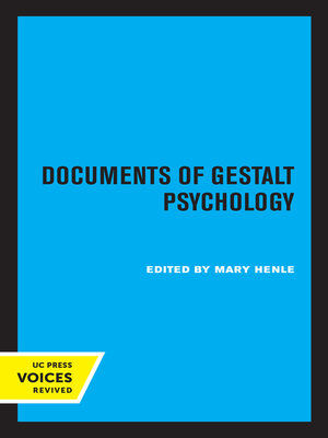 cover image of Documents of Gestalt Psychology